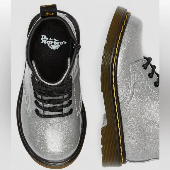 Dr. Martens Toddler 1460 AirWair Silver Glitter Lace Up Boots