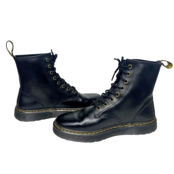 Dr Martens Unisex M 7 L 8 Zavala Black Lace Up Combat Boots
