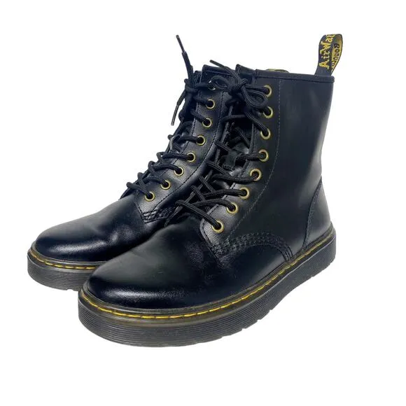 Dr Martens Unisex M 7 L 8 Zavala Black Lace Up Combat Boots