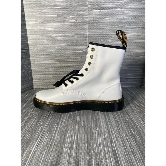 Dr. Martens Unisex Zavala Combat Boots White Leather Eyelet Lace‎ Up W 8 M 7 New