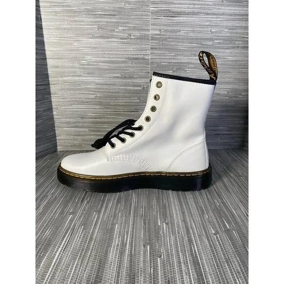 Dr. Martens Unisex Zavala Combat Boots White Leather Eyelet‎ Lace Up W 9 M 7 New