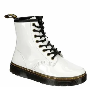 Dr. Martens Unisex Zavala White Patent Leather Combat Boots Sz 9 W 8 M NEW