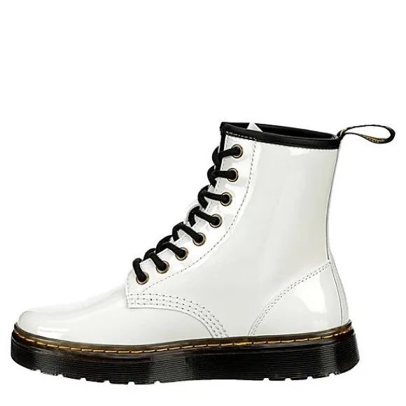 Dr. Martens Unisex Zavala White Patent Leather Combat Boots Sz 9 W 8 M NEW