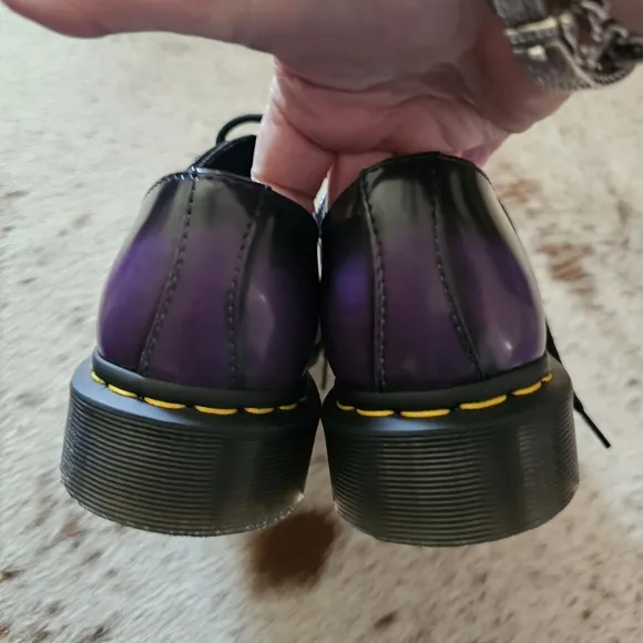 Dr. Martens Vegan 1461 Oxford Leather Shoes in Black &amp; Purple Women's Size 8 NEW