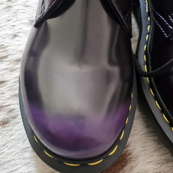 Dr. Martens Vegan 1461 Oxford Leather Shoes in Black &amp; Purple Women's Size 8 NEW