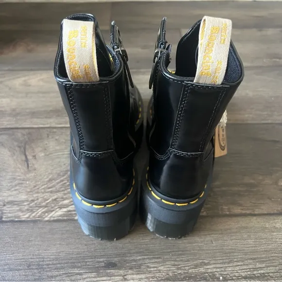 Dr Martens Vegan Jadon Max Combat Platform Boots Black Size 6 NEW