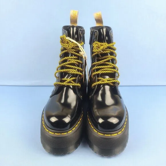 Dr. Martens Vegan Jadon Max Womens 5 Patent Leather Platform Boots Black Combat