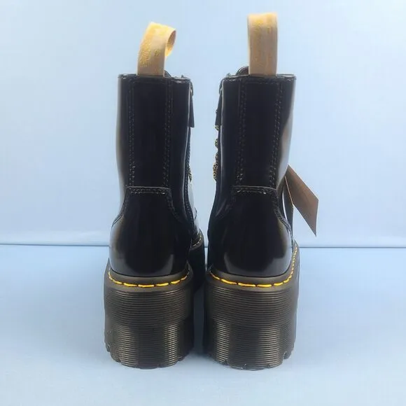 Dr. Martens Vegan Jadon Max Womens 5 Patent Leather Platform Boots Black Combat
