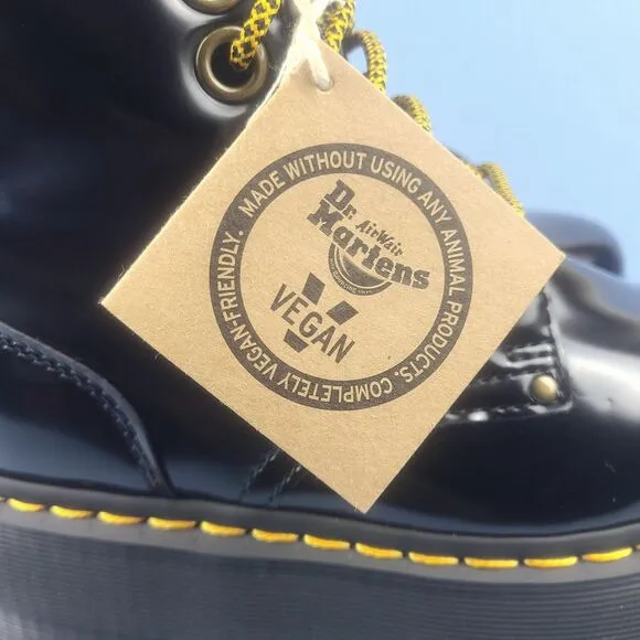 Dr. Martens Vegan Jadon Max Womens 5 Patent Leather Platform Boots Black Combat