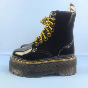 Dr. Martens Vegan Jadon Max Womens 5 Patent Leather Platform Boots Black Combat