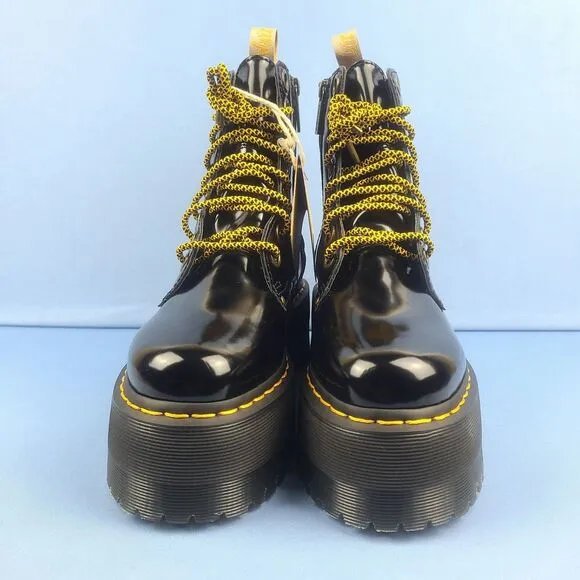 Dr. Martens Vegan Jadon Max Womens 5 Patent Leather Platform Boots Black Combat