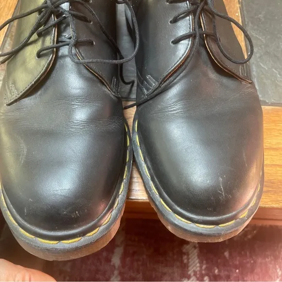 Dr Martens Vintage Derby Oxford 3 Hole Shoe Black Leather Made In ENGLAND UK 8 9