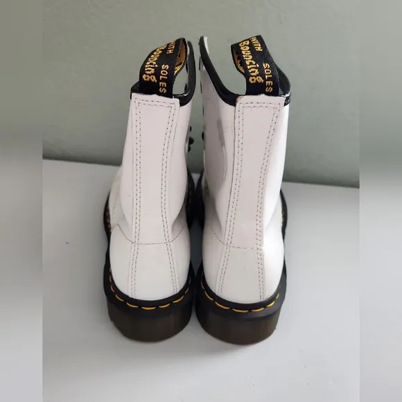 Dr Martens White Lace-Up Boots Women's Size 7
