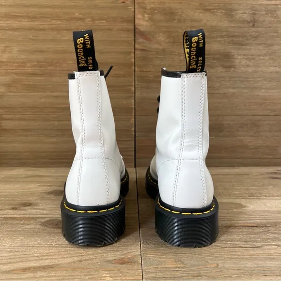 Dr. Martens White Leather 1460 Bex Lug Sole Lace-Up Combat Boots