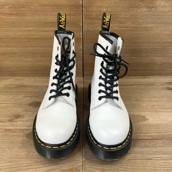 Dr. Martens White Leather 1460 Bex Lug Sole Lace-Up Combat Boots