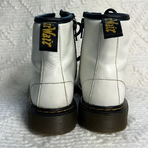 Dr. Martens White leather lace up boots kids size 2