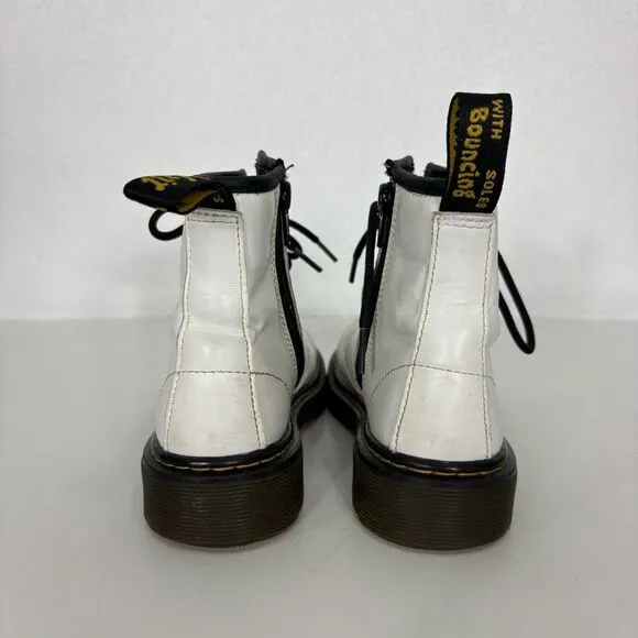 Dr. Martens White Leather Lace Up Combat Boots Youth US Size 1