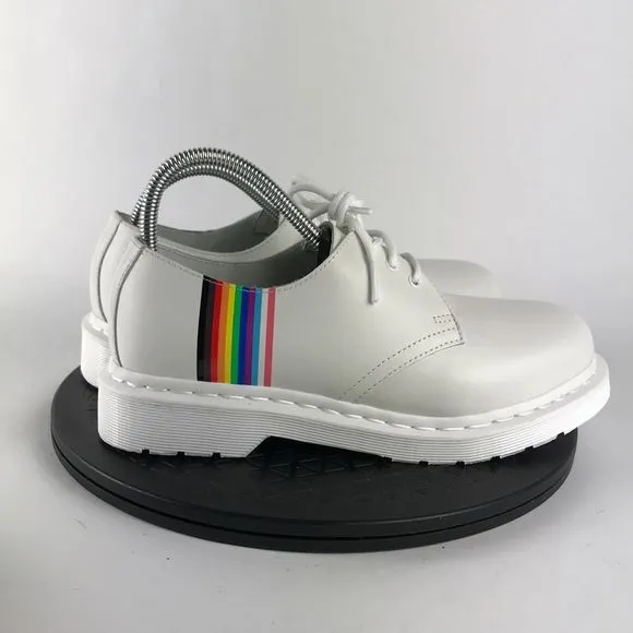 Dr. Martens White Smooth Leather Oxford Derby Pride 27522 Women’s Size 8