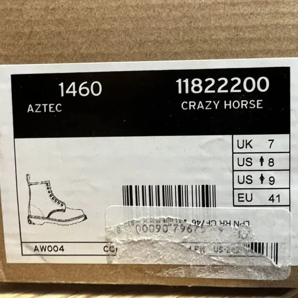 Dr. Marten's Womens 1460 Combat Boots Crazy Horse, Size US 9M, UK 7.