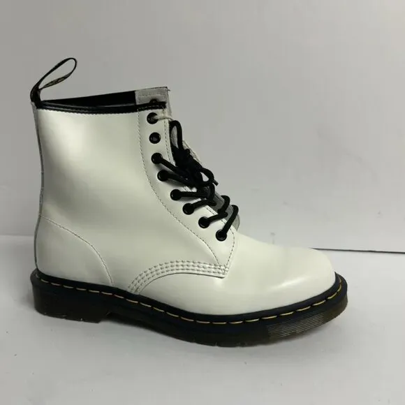 Dr Martens Womens 1460 White Combat Boots, Size 9 M