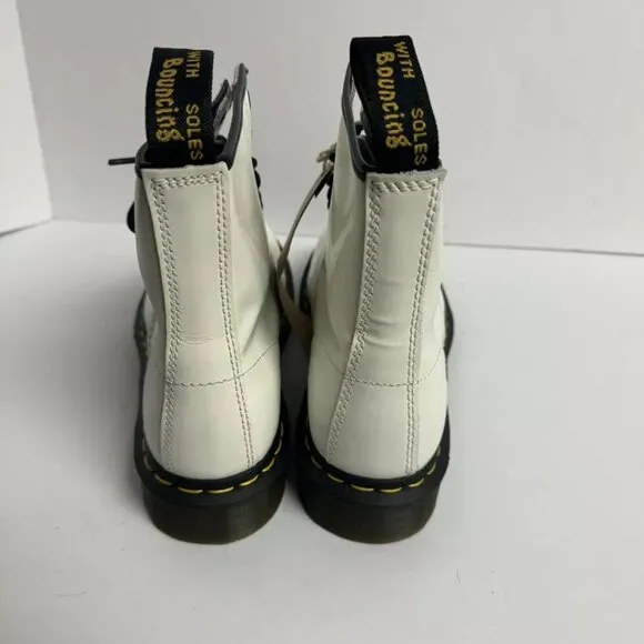 Dr Martens Womens 1460 White Combat Boots, Size 9 M