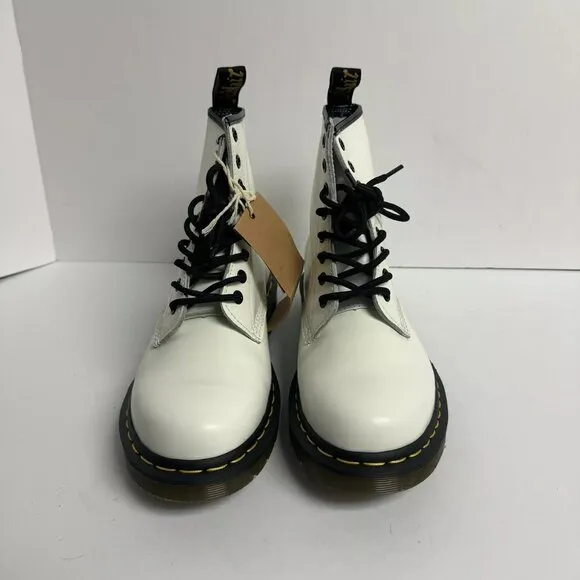 Dr Martens Womens 1460 White Combat Boots, Size 9 M