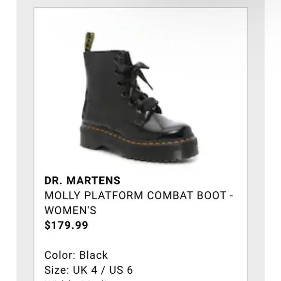 Dr. Martens Women's Black Molly Platform Combat Boot