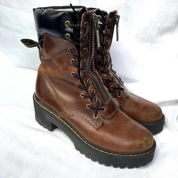 Dr Martens Womens KARMILLA Boots Lace Up Tall Combat  Sz 37 Or 6.5