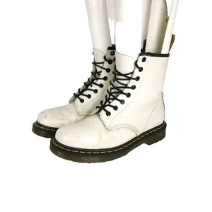 Dr. Martens Women's Pascal US7 White Leather Lace Up Ankle Combat Boots