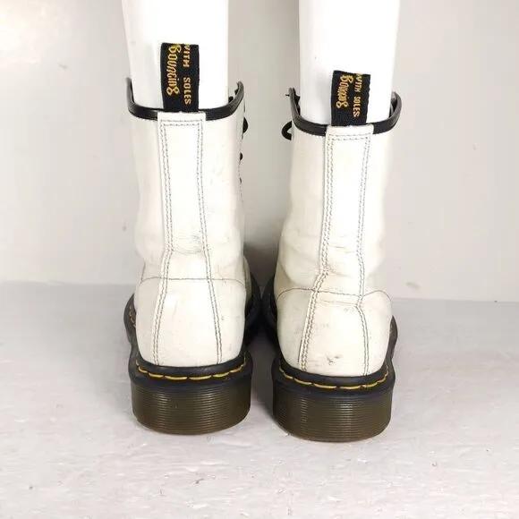 Dr. Martens Women's Pascal US7 White Leather Lace Up Ankle Combat Boots