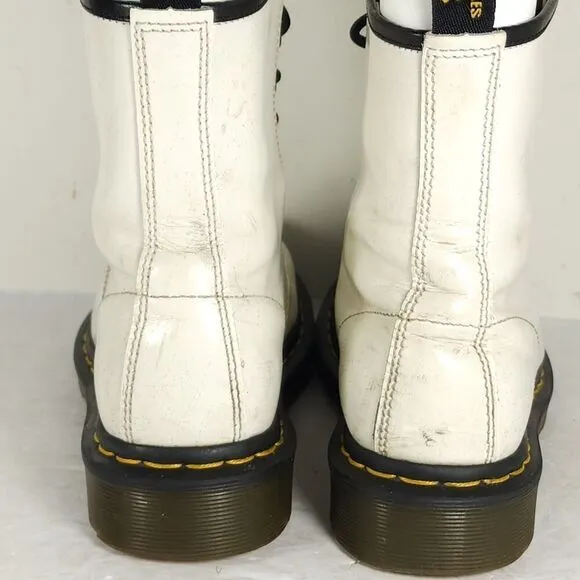 Dr. Martens Women's Pascal US7 White Leather Lace Up Ankle Combat Boots