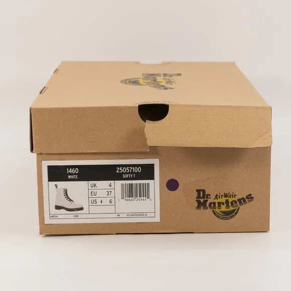 Dr. Martens Women's Softy T Leather 'White' Lace Up Boots 25057100-1460 size 6