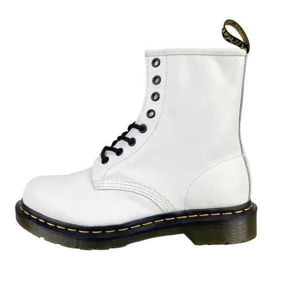 Dr. Martens Women's Softy T Leather 'White' Lace Up Boots 25057100-1460 size 6
