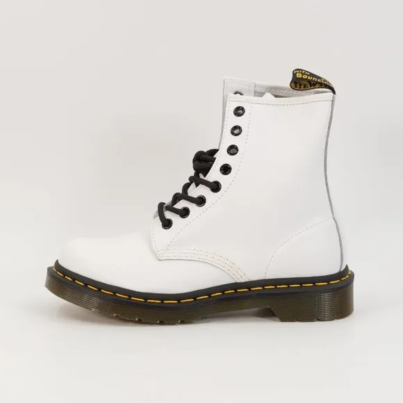 Dr. Martens Women's Softy T Leather 'White' Lace Up Boots 25057100-1460 size 6