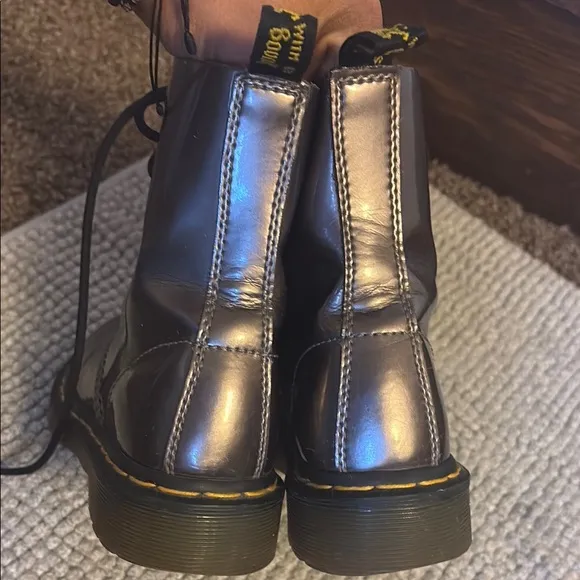 Dr. Martens Yellow Purple Combat Boots with Iconic Design
