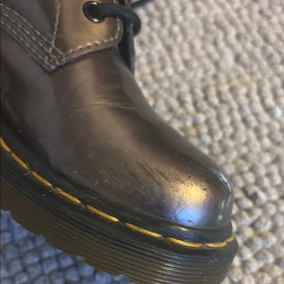 Dr. Martens Yellow Purple Combat Boots with Iconic Design