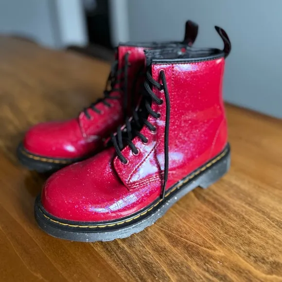 Dr. Martens Youth 1460 Pink Cosmic Glitter Lace Up Boots