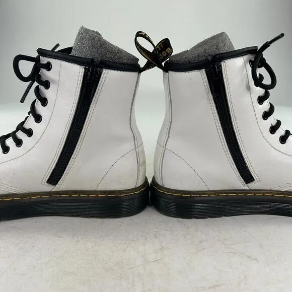 Dr. Martens ZAVALA J Kids Zip Lace Boot US 3 White Leather Combat Boots