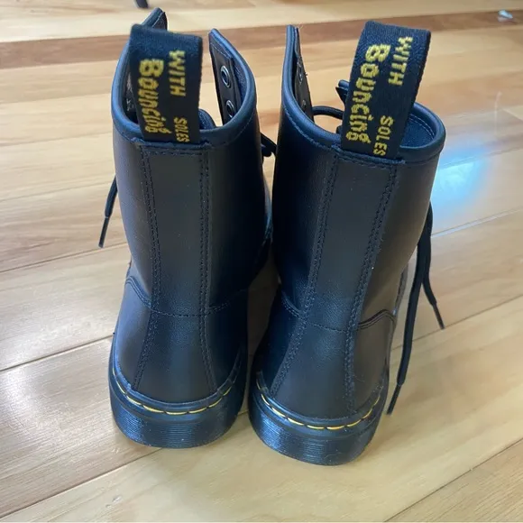 Dr Martens Zavala Leather Combat Boots Womens Sz 6 Black Lace Up