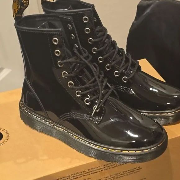 Dr Martens Zavala Patent Leather Combat Boots