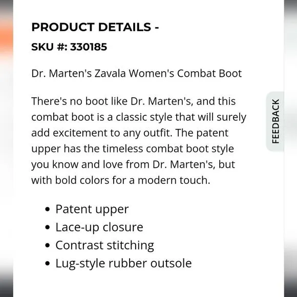 Dr Martens Zavala Patent Leather Combat Boots