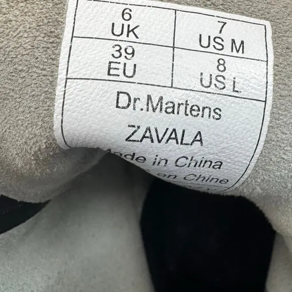 Dr Martens Zavala White Combat Boots Womens 8 Leather Lace Up Ankle Punk