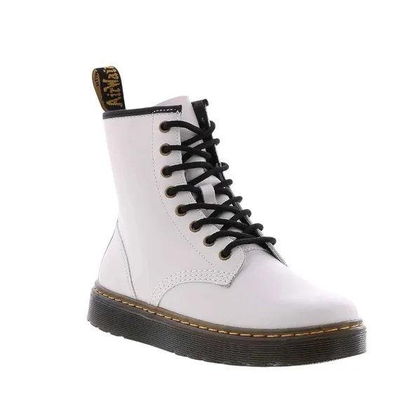 Dr. Martens Zavala White Leather Combat Boots NWT
