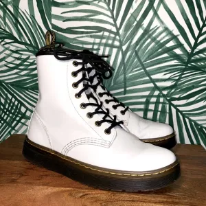 Dr. Martens Zavala White Leather Combat Boots Women’s US 7
