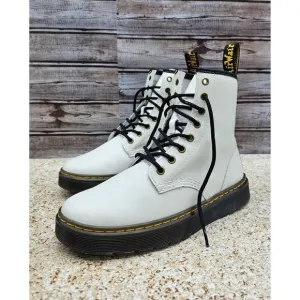 Dr. Martens Zavala White Leather Women's Combat Boots Size 6