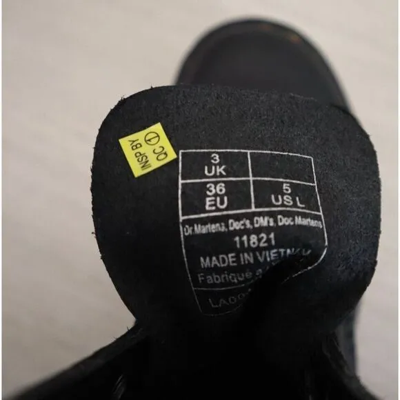 Dr. Martens 11821 Women's Sz 5 Black Smooth Leather 1460 Lace-Up Boots