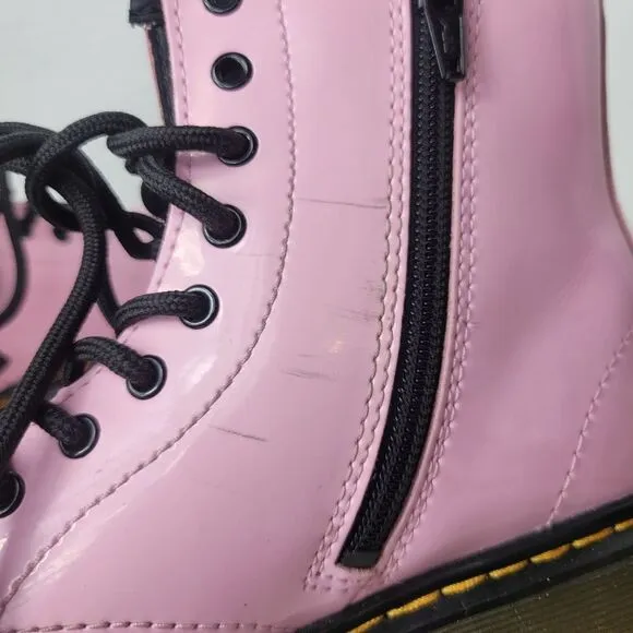 Dr. Martens Air Wair Kids Combat Boots Size 3 Pink Patent Boots Bouncing Soles