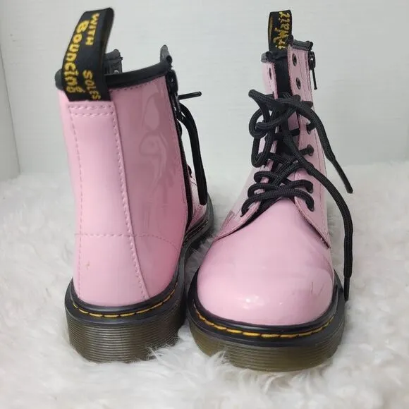 Dr. Martens Air Wair Kids Combat Boots Size 3 Pink Patent Boots Bouncing Soles