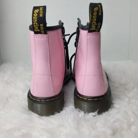 Dr. Martens Air Wair Kids Combat Boots Size 3 Pink Patent Boots Bouncing Soles