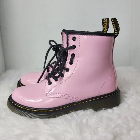 Dr. Martens Air Wair Kids Combat Boots Size 3 Pink Patent Boots Bouncing Soles